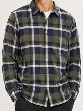 SONOMA Plaid Cotton Flannel Button Down Shirt Mens XXL Green